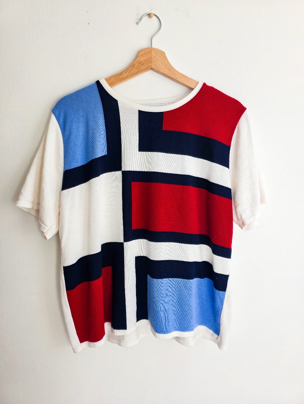 Vintage Y2K Alfred Dunner Patriotic Americana Colorblock Top